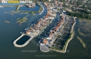 vue aérienne des ports ostréicole du pays de buch en Aquitaine
