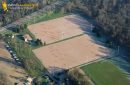 Aerial view football soccer field in Mantes la Jolie