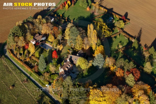 Photo aérienne de Saint Cyr sous Dourdan en Automne 2015, 91410, département de l'Essonne, région île-de-France