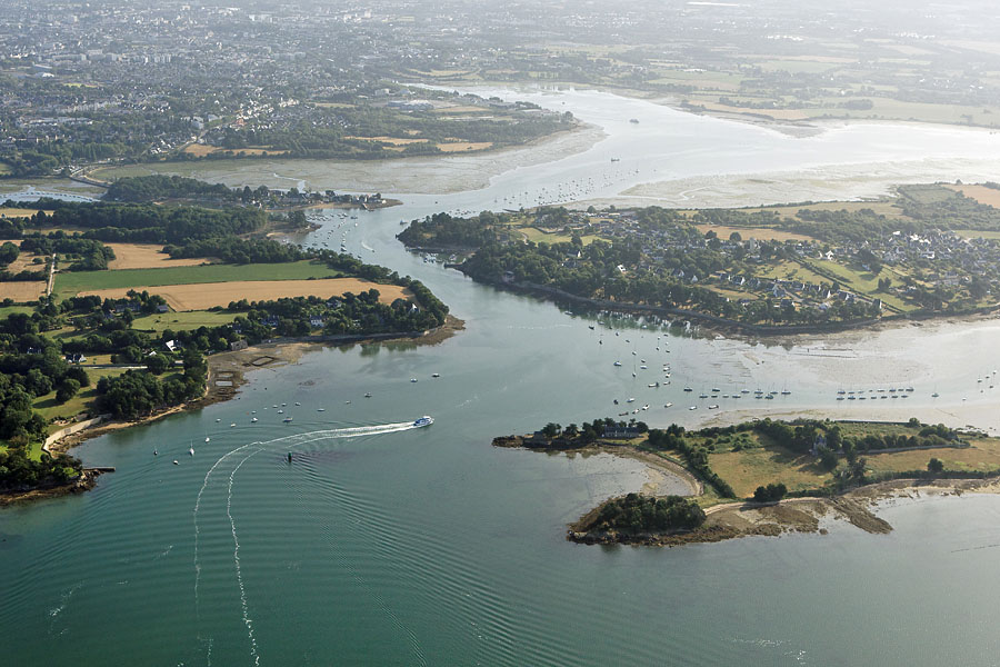 vue aerienne de l'île de Boedic, vannes, Golfe du Morbihan (56)