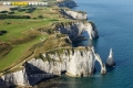 Vue aérienne falaise d'Aval d'Etretat  Seine maritime