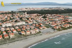 Beach house in Port Barcarès seen from the sky in Languedoc-Roussillon