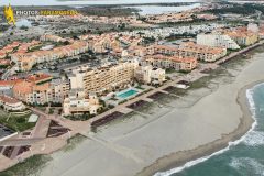 Port Barcarès beach seen from the sky in Languedoc-Roussillon region