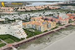 Port Barcarès beach seen from the sky in Languedoc-Roussillon region