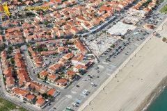 Barcarès beach seen from the sky in Languedoc-Roussillon region