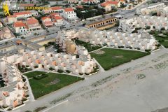 Architecture of Port-Barcarès beach seen from the sky in Languedoc-Roussillon