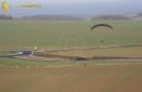 Paramotor flying over a roundabout in Soindres in the Yvelines