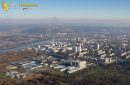 Mantes-La-Jolie seen fron the sky in Yvelines department, France