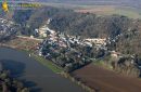 Castle of La Roche-Guyon en Vexin seen from the sky in the Val-d'Oise