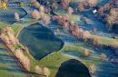 Garden of Haut Rosay castle seen from the sky in the Yvelines