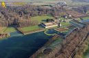 Villarceaux estate garden seen from the sky in Chaussy village, Val-d'Oise department