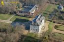 Villarceaux catle seen from the sky in Chaussy village, Val-d'Oise department