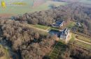 Villarceaux catle seen from the sky in Chaussy village, Val-d'Oise department